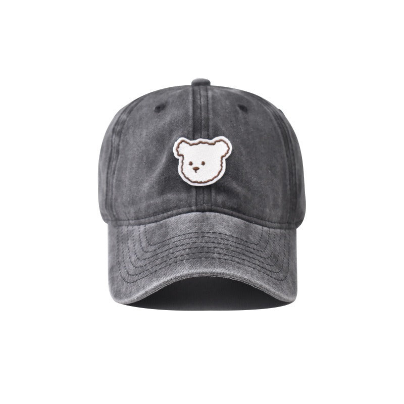 Pure cotton washed old cute bear embroidered baseball cap men and women outdoor four seasons peaked cap
