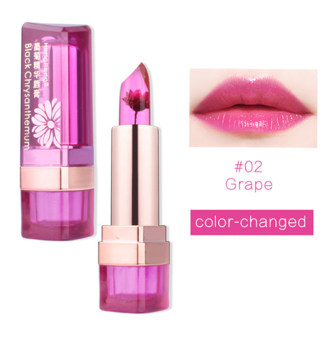 Black Chrysanthemum Lipstick 3 Fruit Flavors Temperature changed Lip Balm Moisturizer Lips 3.5g Makeup Brand HengFang #H9266