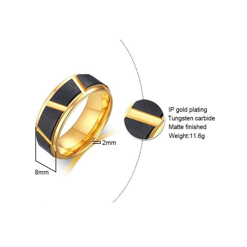 Tungsten Steel Jewelry Black Gold Mens Tungsten Steel Ring Tungsten Gold