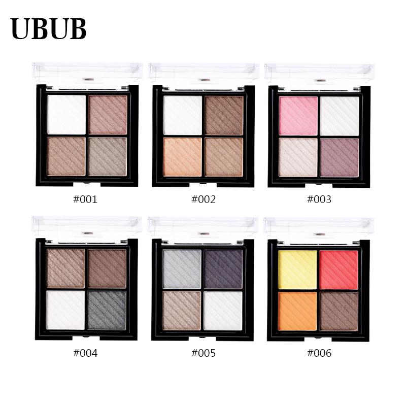 UBUB 4 Colors Eyeshadow Shimmer Natural Eyeshadow Matte Nude Metallic Earth Color Eye Shadow Beauty Makeup Palette