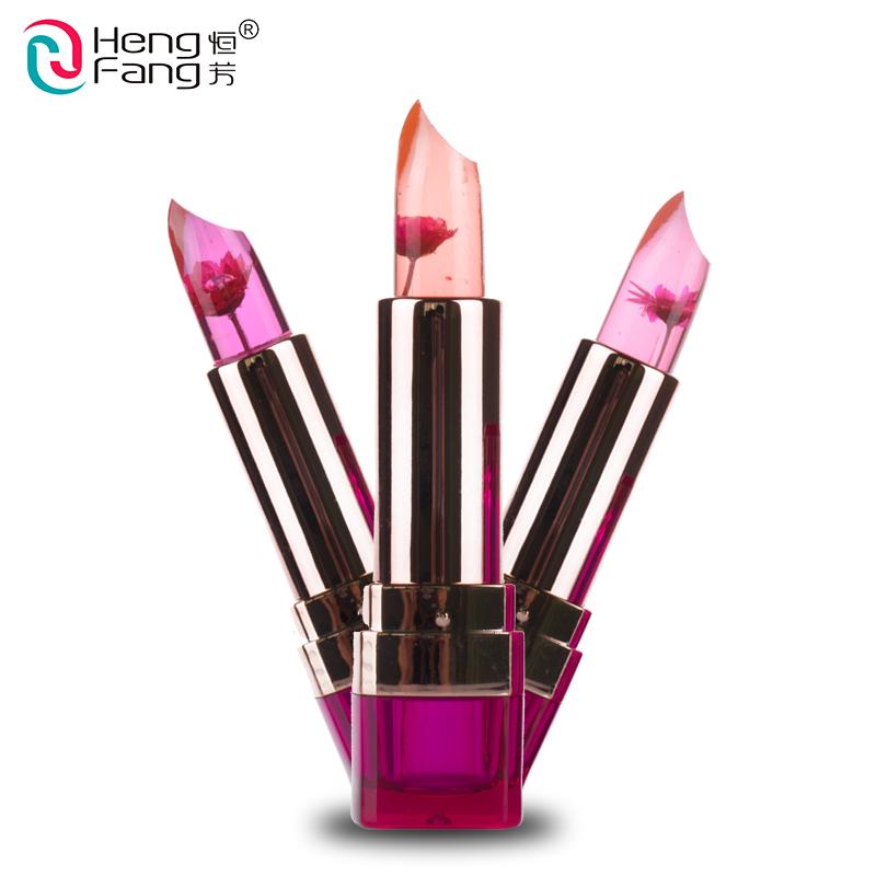 Black Chrysanthemum Lipstick 3 Fruit Flavors Temperature changed Lip Balm Moisturizer Lips 3.5g Makeup Brand HengFang #H9266