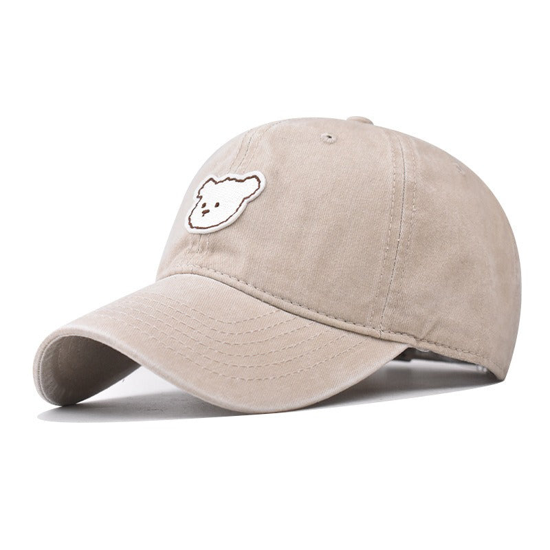 Pure cotton washed old cute bear embroidered baseball cap men and women outdoor four seasons peaked cap