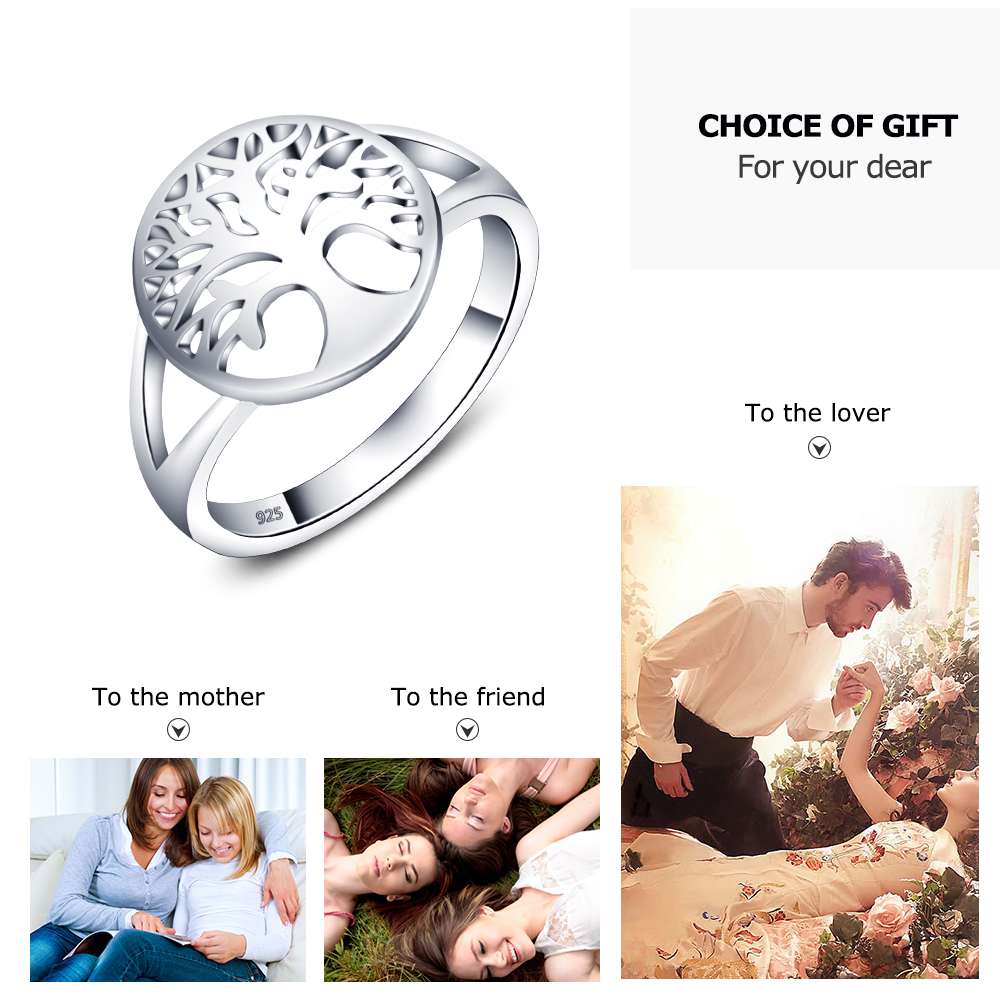 Tree of Life Classic Accessories 925 Sterling Silver Rings For Women