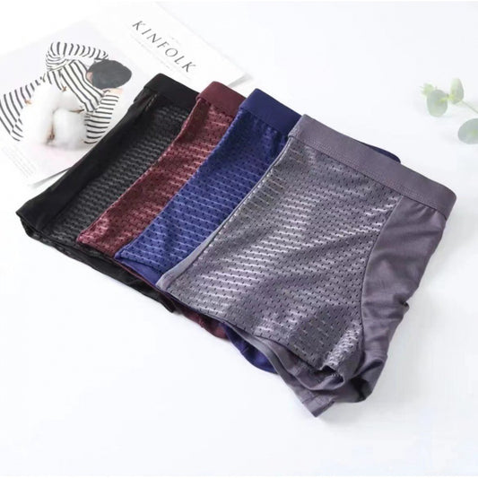 Men's ice silk flat corner pants with breathable mesh thin underwear and men's four corner underwear