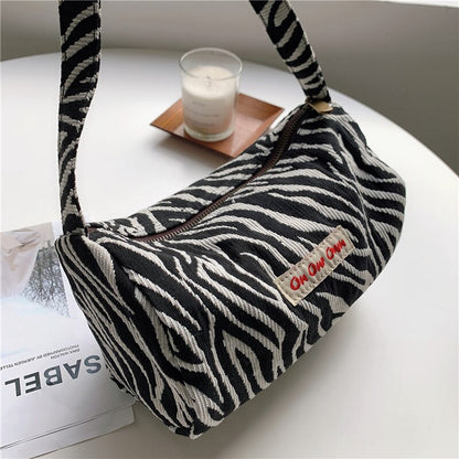 Bags for women 2021 Vintage Zebra Pattern Shoulder Underarm Bag Female Plush Handbag Soft Warm Fur Tote Purse For Lady Bag