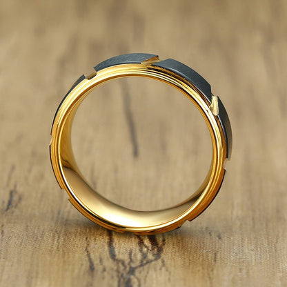 Tungsten Steel Jewelry Black Gold Mens Tungsten Steel Ring Tungsten Gold