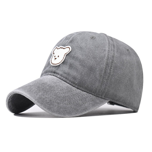 Pure cotton washed old cute bear embroidered baseball cap men and women outdoor four seasons peaked cap
