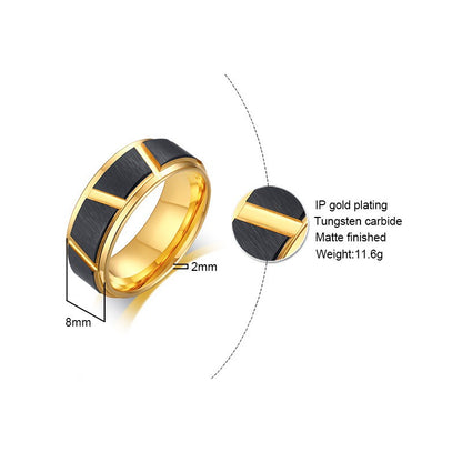 Tungsten Steel Jewelry Black Gold Mens Tungsten Steel Ring Tungsten Gold