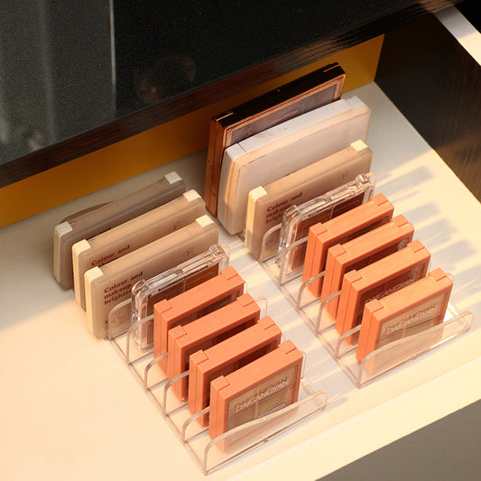 Makeup Table Eye Shadow Tray Storage Rack Transparent Powder Cake Box Desktop Drawer Partition Makeup Lipstick Cosmetic Rack