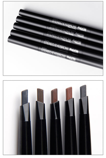 Makeup 5 Color Automatic Eyebrow Pencil Double Head Rotating Waterproof Makeup-Free Free-Shaving Eyebrow Pencil
