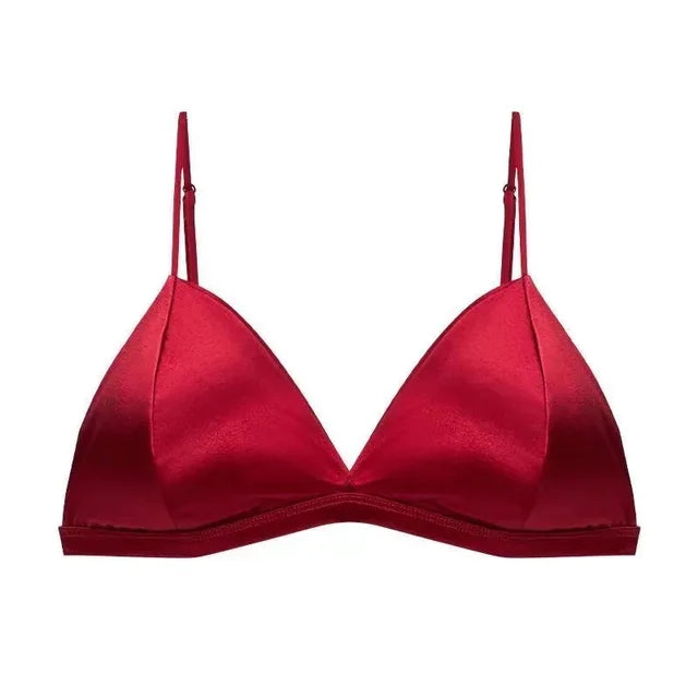 Women's French Style Bra Girl Wrapped Chest Adjustable Shoulder Strap Single Buckle Satin Sexy Tube Top Underwear Lingerie