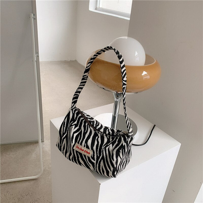 Bags for women 2021 Vintage Zebra Pattern Shoulder Underarm Bag Female Plush Handbag Soft Warm Fur Tote Purse For Lady Bag