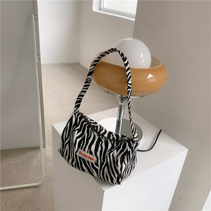 Bags for women 2021 Vintage Zebra Pattern Shoulder Underarm Bag Female Plush Handbag Soft Warm Fur Tote Purse For Lady Bag