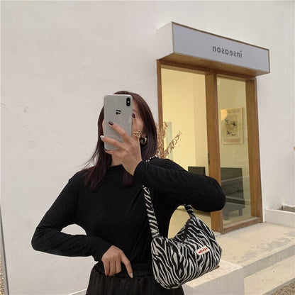 Bags for women 2021 Vintage Zebra Pattern Shoulder Underarm Bag Female Plush Handbag Soft Warm Fur Tote Purse For Lady Bag