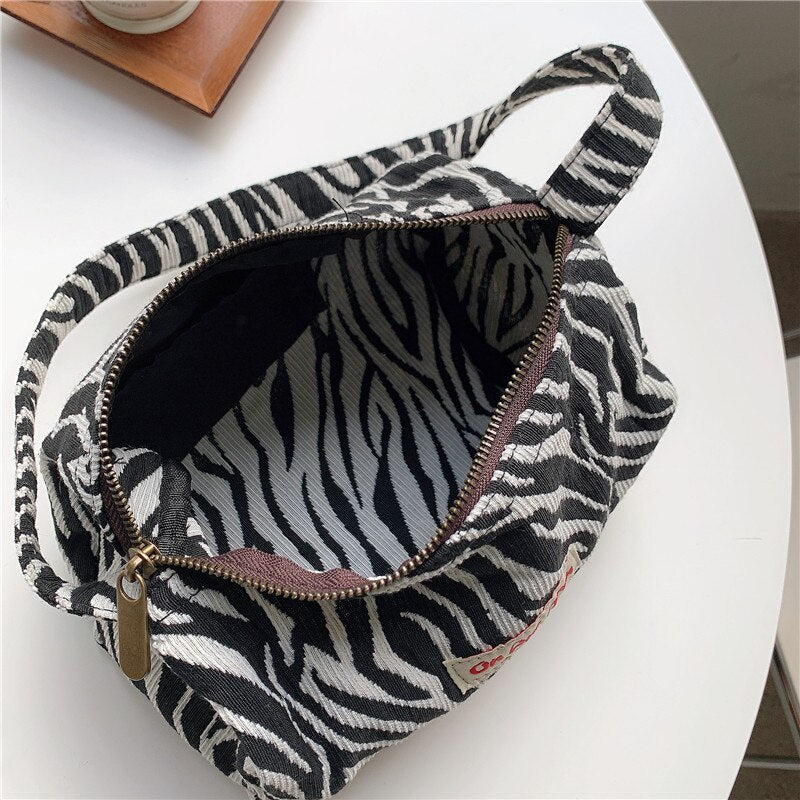 Bags for women 2021 Vintage Zebra Pattern Shoulder Underarm Bag Female Plush Handbag Soft Warm Fur Tote Purse For Lady Bag
