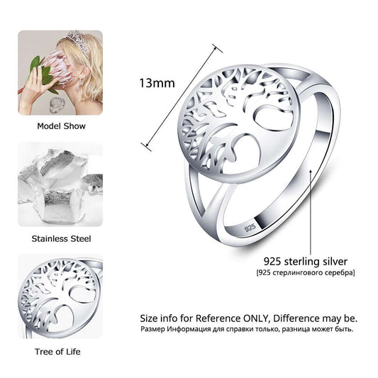 Tree of Life Classic Accessories 925 Sterling Silver Rings For Women