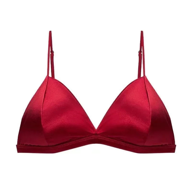 Women's French Style Bra Girl Wrapped Chest Adjustable Shoulder Strap Single Buckle Satin Sexy Tube Top Underwear Lingerie