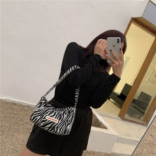Bags for women 2021 Vintage Zebra Pattern Shoulder Underarm Bag Female Plush Handbag Soft Warm Fur Tote Purse For Lady Bag